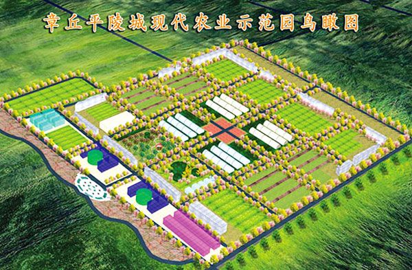 章丘平陵城現(xiàn)代農業(yè)示范園鳥瞰圖